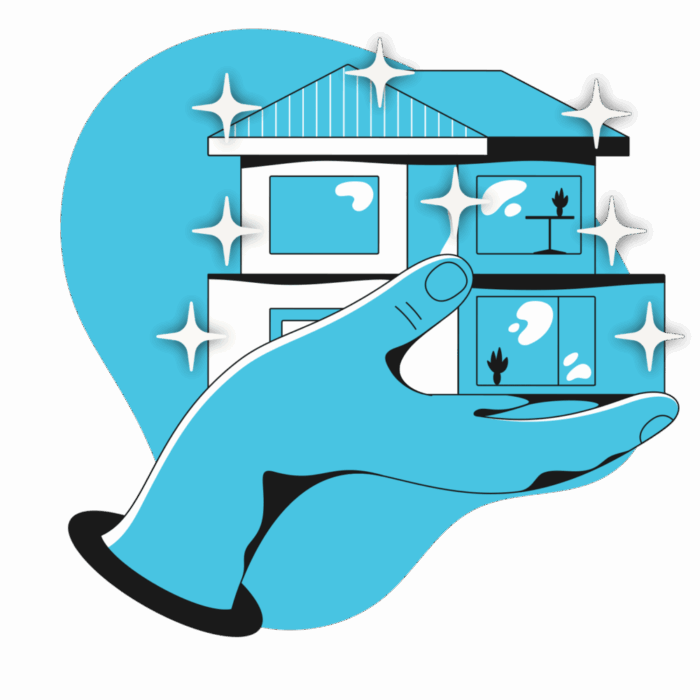 Illustration of a clean house resting in an open hand